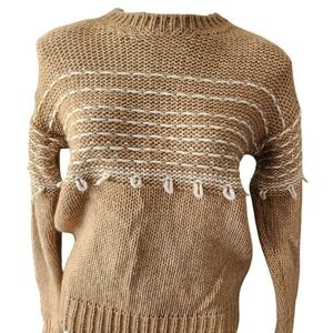 Elsamanda Anthropologie Alpaca brown & white sweater size small